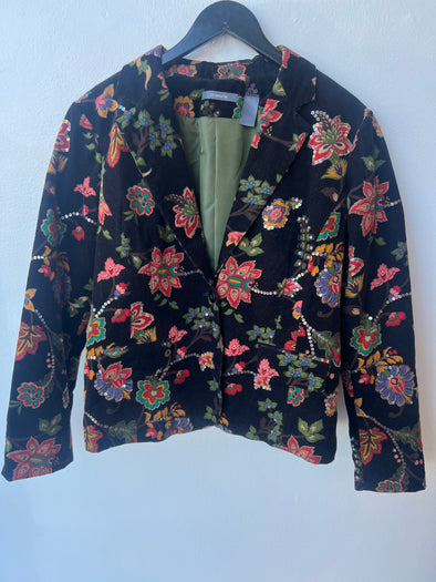 Vintage Corduroy Floral Blazer