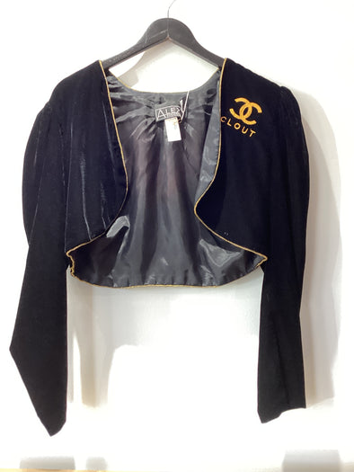 Clout upcycled velvet cropped evening jacket