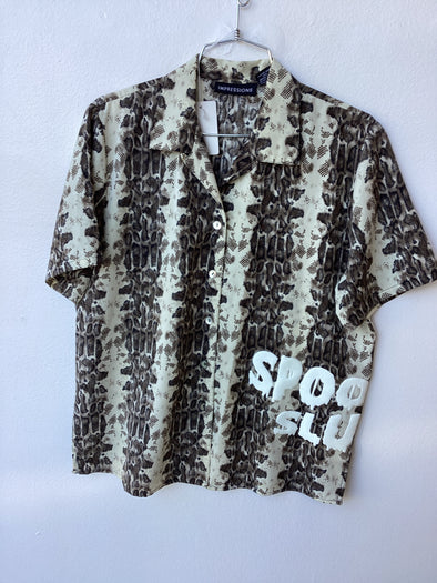 Spooky Slut Glow Snake Print Button Up