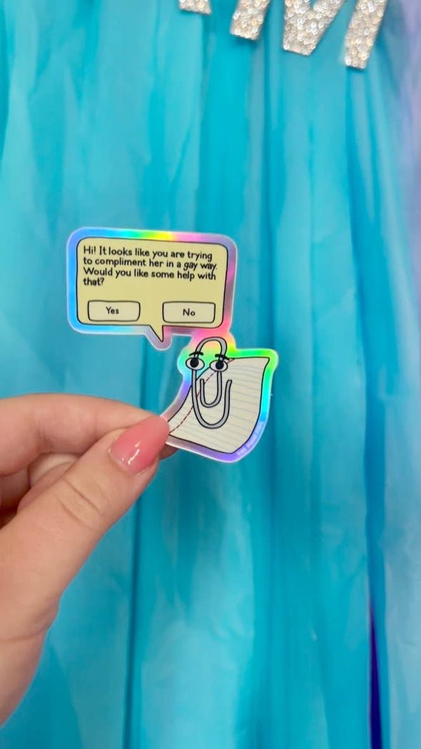 Gay Clippy Holographic Sticker