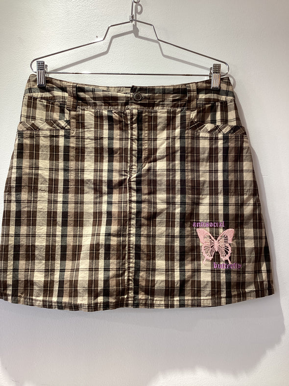 Antisocial Butterfly upcycled plaid skort