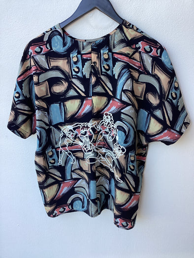 Sambo dancers upcycled artsy blouse