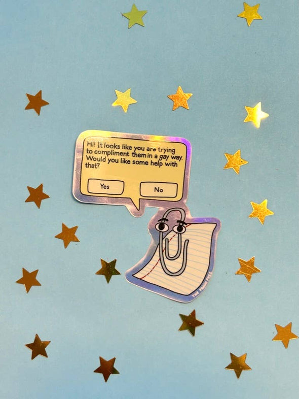 Gay Clippy Holographic Sticker