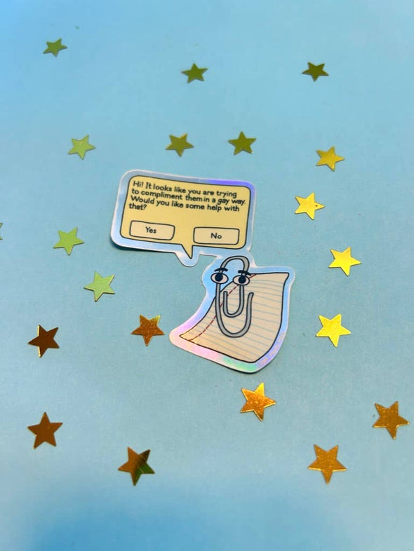 Gay Clippy Holographic Sticker