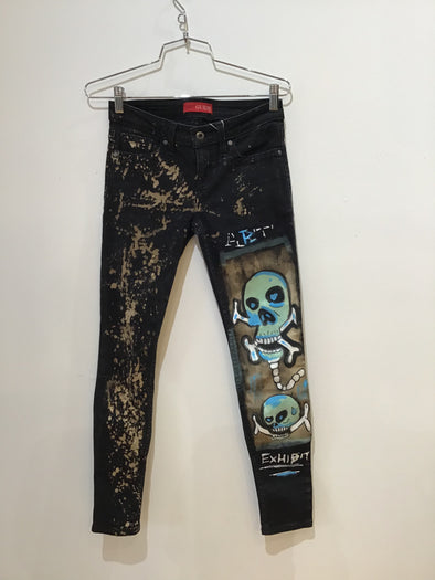 Skull Blue Hand Painted Jeans