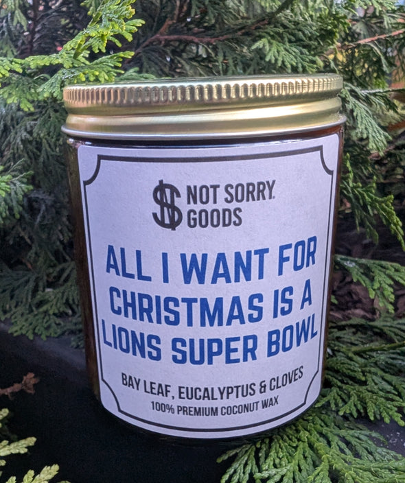 All I Want for Christmas is a Lions Super Bowl Candle