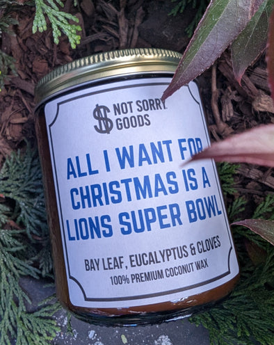 All I Want for Christmas is a Lions Super Bowl Candle