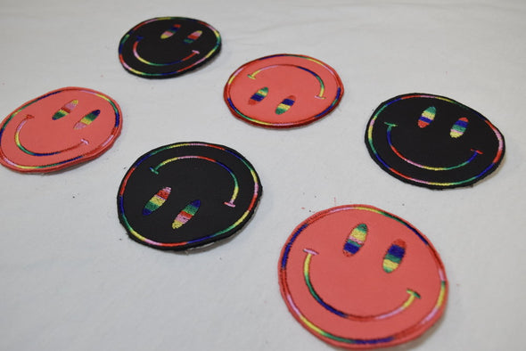 Upcycled Leather Smiley Patch