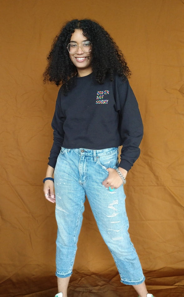Queer Not Sorry® Embroidered Cropped Crew