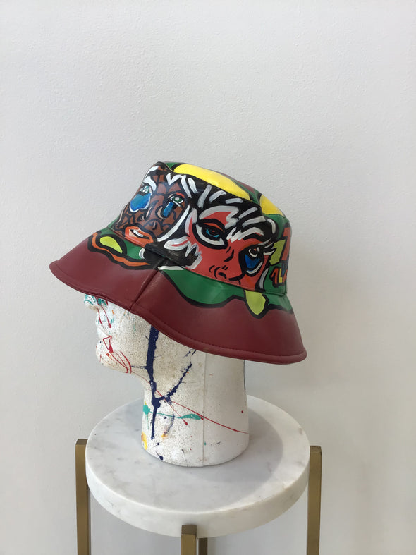 Hand Painted Red Bucket Hat